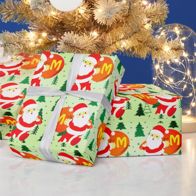 Anpassningsbar monogram Jultomten som levererar gå Presentpapper (Helgdagar)