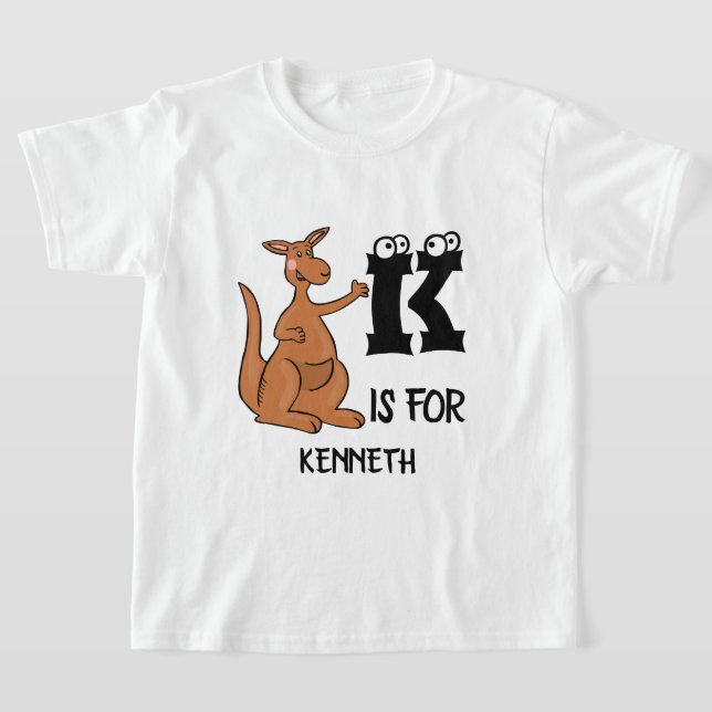 Anpassningsbar monogram K är avsett för Kangaroo a T Shirt (Laydown)