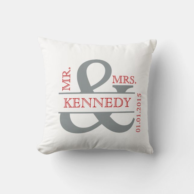 Anpassningsbar Monogram Keepsak Bröllop Pillow Kudde (Framsida)