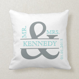 Anpassningsbar Monogram Keepsak Bröllop Pillow Kudde