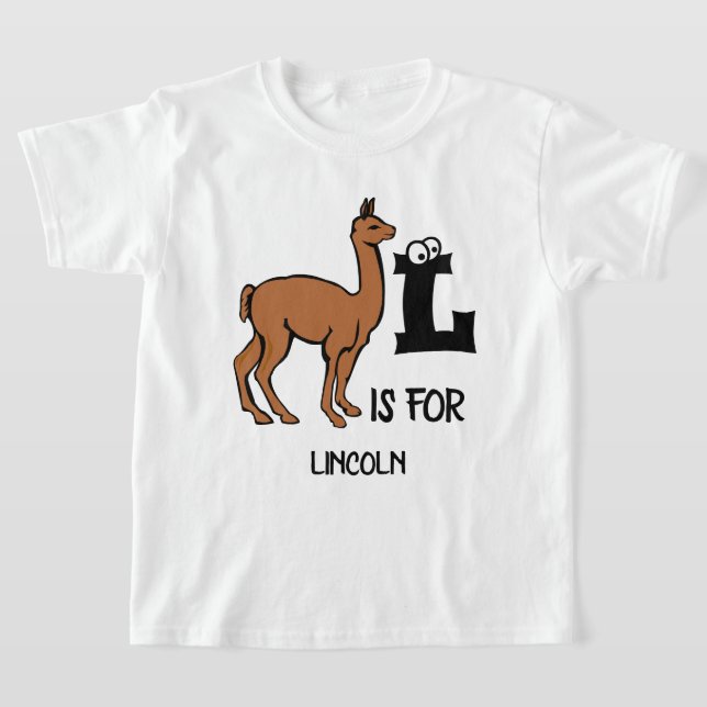 Anpassningsbar monogram L är avsett för Llama adsi T Shirt (Laydown)