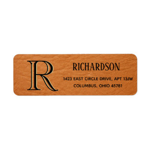 Anpassningsbar Monogram Leather Struktur Returadre Returadress Etikett