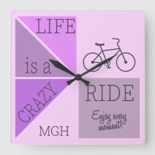 Anpassningsbar Monogram Life är en Crazy Ride Fyrkantig Klocka
