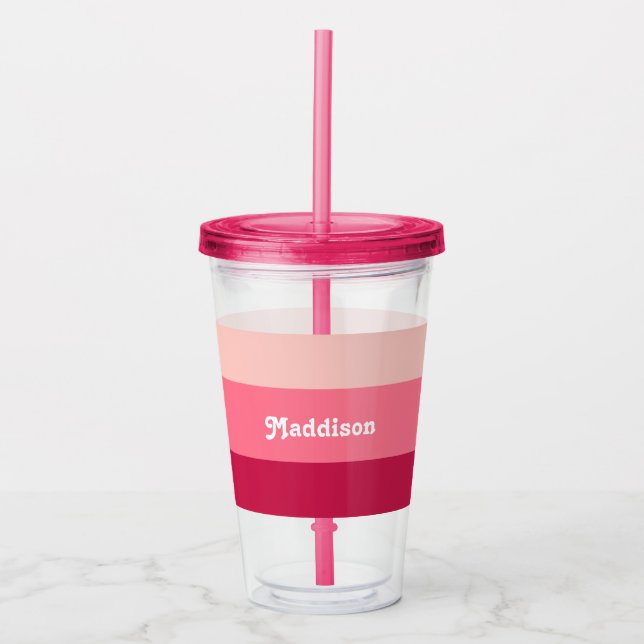 Anpassningsbar monogram, ljusa rosa-retrotypografi take away mugg (Framsida)