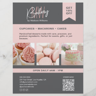 Anpassningsbar Monogram Logotyp Grått Rosa Flyer
