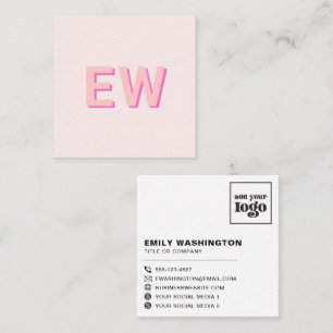 Anpassningsbar monogram logotyp social medieikoner fyrkantigt visitkort