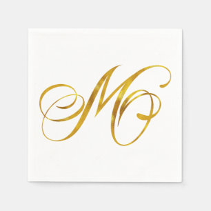 Anpassningsbar Monogram M faux guldfoil Monogram I Pappersservett