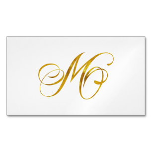 Anpassningsbar Monogram M faux guldgolv Monogram I Magnetiska Visitkort