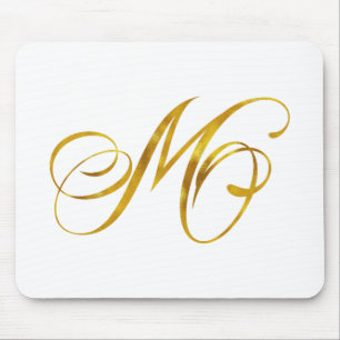 Anpassningsbar Monogram M faux guldgolv Monogram I Musmatta