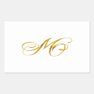 Anpassningsbar Monogram M faux guldgolv Monogram I Rektangulärt Klistermärke
