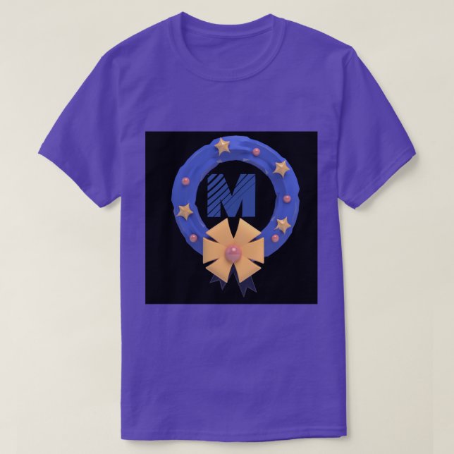Anpassningsbar Monogram M Symbol Initialer Lila T- T Shirt (Design framsida)