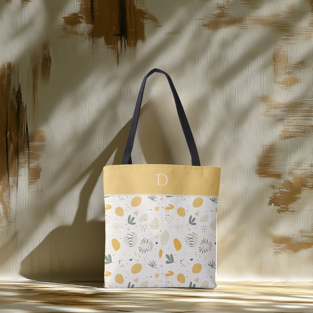 Anpassningsbar Monogram med Abstrakt Botanical Mön Tygkasse (Skapare uppladdad)