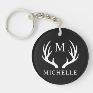Anpassningsbar Monogram med Black White Hjort Antl