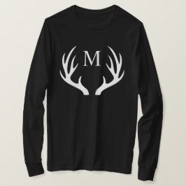 Anpassningsbar Monogram med Black White Hjort Antl T Shirt