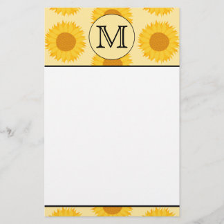 Anpassningsbar Monogram, med Gult solblommor. Brevpapper