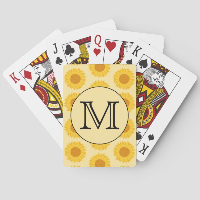 Anpassningsbar Monogram, med Gult Solblommor. Kortlek (Baksidan)