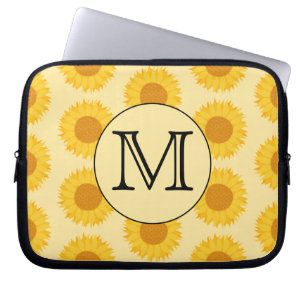 Anpassningsbar Monogram, med Gult solblommor. Laptop Sleeve