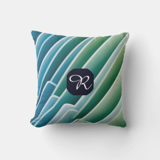 Anpassningsbar Monogram Modern Abstrakt Blue Grönt Kudde