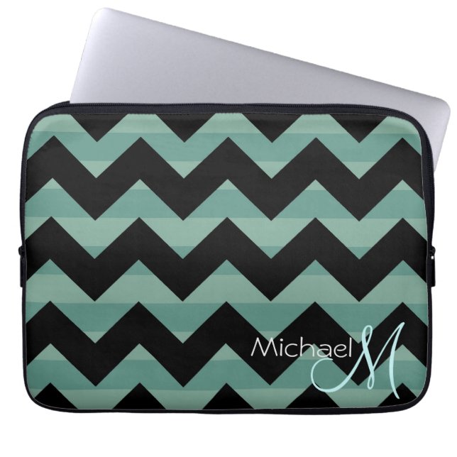 Anpassningsbar Monogram Modern Chevron Zigzag 10 Laptop Sleeve (Framsidan)