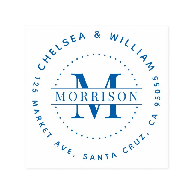 Anpassningsbar Monogram Modern Family Namn Returad Självfärgande Stämpel (Design)