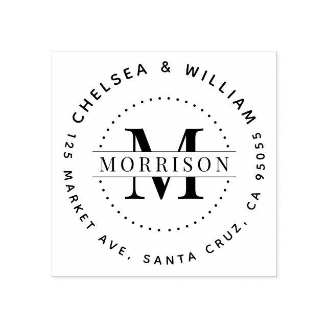 Anpassningsbar Monogram Modern Family Namn Returad Stämpel (Tryck)
