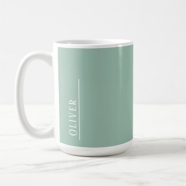 Anpassningsbar monogram, modern grönt för ljusspri kaffemugg (Vänster)