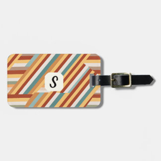 Anpassningsbar Monogram Modern Retro 70s Geometric Bagagebricka