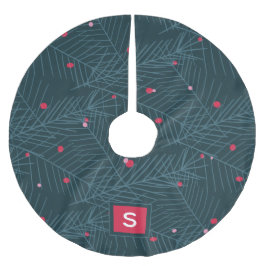 Anpassningsbar Monogram Modern Spruce Red Helgdag Julgransmatta Borstad Polyester