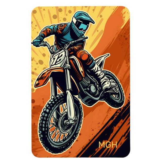 Anpassningsbar Monogram Motocross Magnet (Vertikal)