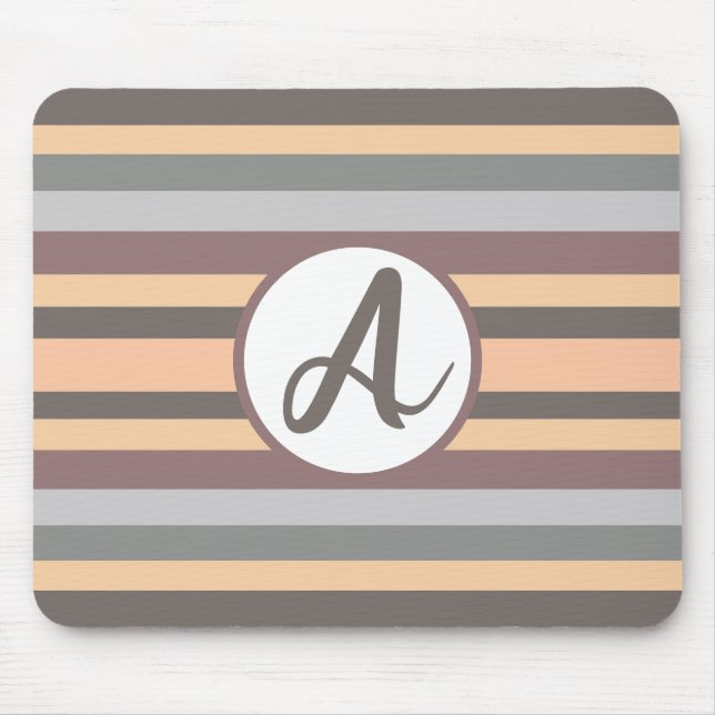 Anpassningsbar Monogram-musknapp - Stripe och Pers Musmatta (Framsidan)