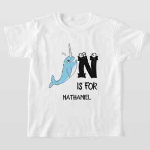 Anpassningsbar monogram N är avsett för söt teckna T Shirt