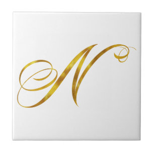 Anpassningsbar Monogram N faux guldgolv Monogram I Kakelplatta