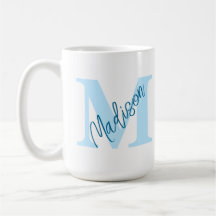 Anpassningsbar Monogram Namn Blue Mugg