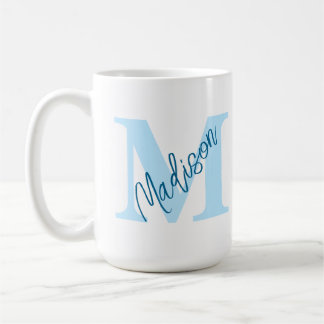 Anpassningsbar Monogram Namn Blue Mugg