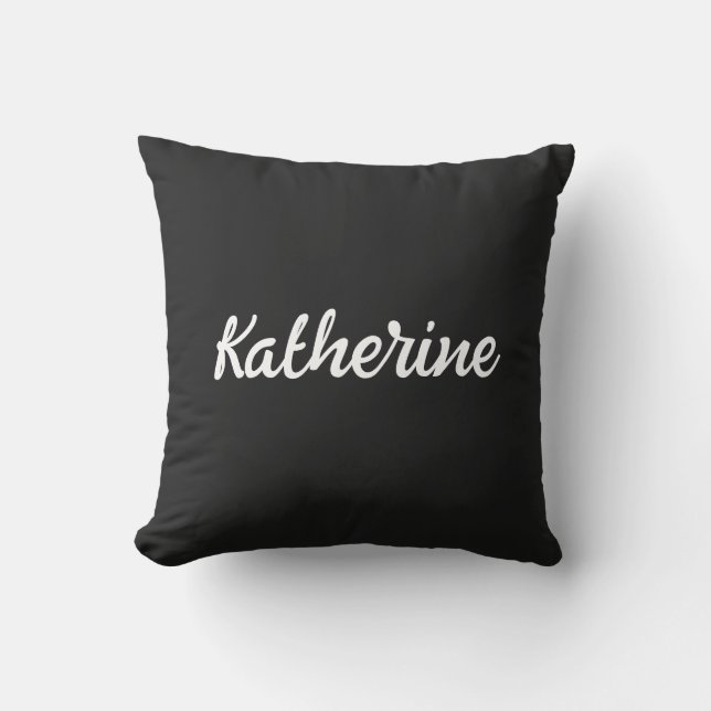Anpassningsbar Monogram Namn Eerie Black Kudde (Framsida)
