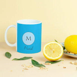 Anpassningsbar Monogram Namn Glimmering Blue Ljus Kaffemugg
