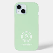 Anpassningsbar monogram & namn grön telefonfodral