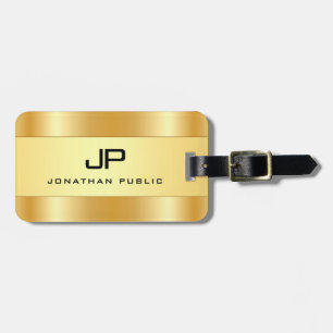 Anpassningsbar Monogram Namn Guld-utseendemall Bagagebricka