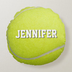 Anpassningsbar Monogram Namn Gult Tennis Boll Rund Kudde
