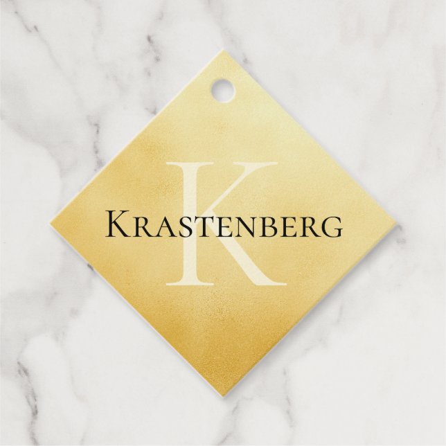 Anpassningsbar Monogram Namn Hälsning Faux Guld Gåvor Etiketter (Framsida)