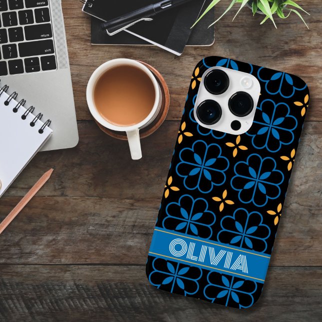 Anpassningsbar Monogram Namn Mediterranean Phone C (Unique i-Phone case with Custom Monogram Name and Medterranean Moroccan Style Pattern)