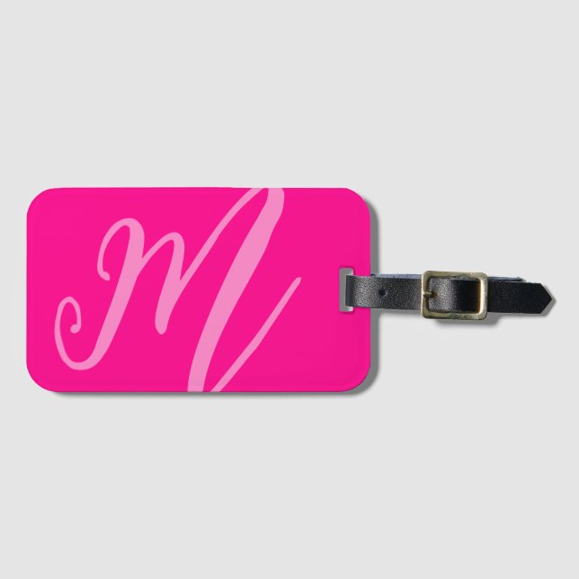 Anpassningsbar Monogram Namn Modern nya rosa initi Bagagebricka (Framsida horisontal)