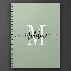 Anpassningsbar Monogram Namn Modern skript Swirls  Anteckningsbok