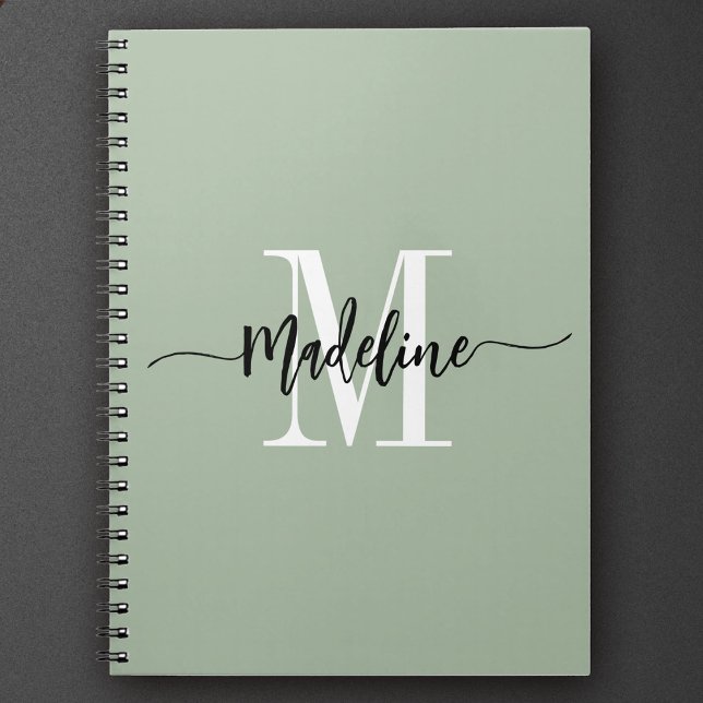 Anpassningsbar Monogram Namn Modern skript Swirls  Anteckningsbok (Skapare uppladdad)