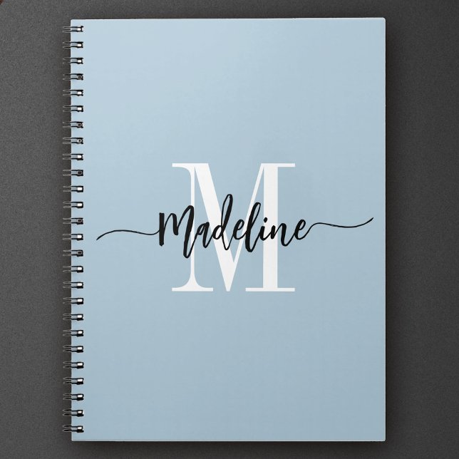 Anpassningsbar Monogram Namn Modern skript Swirls  Anteckningsbok (Skapare uppladdad)