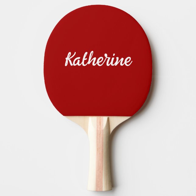 Anpassningsbar Monogram Namn Mörk Candy Apple Red Pingisracket (Framsidan)