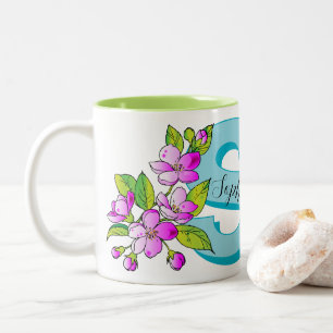 Anpassningsbar monogram + namn mugg (stil: sophia)