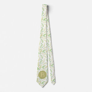 Anpassningsbar Monogram Namn, natur Fern Löv Mönst Slips