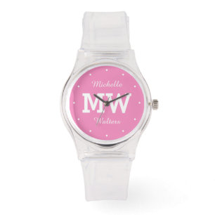 Anpassningsbar monogram, namn och färg-klockor armbandsur