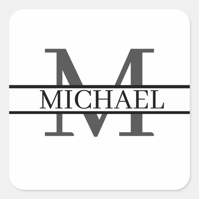 Anpassningsbar Monogram Namn Personlig Fyrkantigt Klistermärke (Framsida)